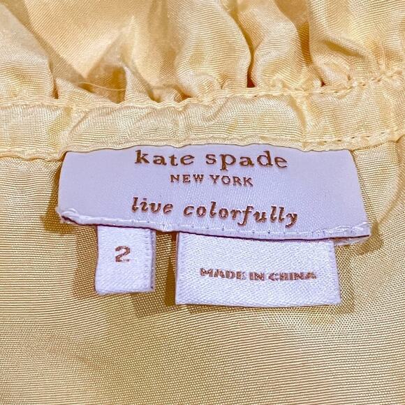 Kate Spade Yellow 100% Silk Sleeveless Top Blouse Ruffle Neck size 2 - Picture 9 of 11